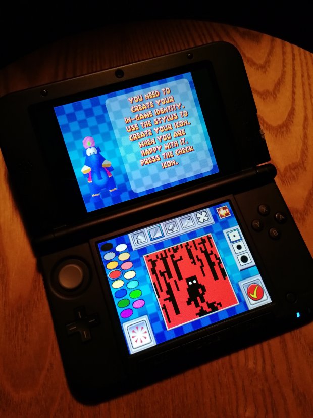Ritade omslaget till RE4 i pixelform på en 3DS